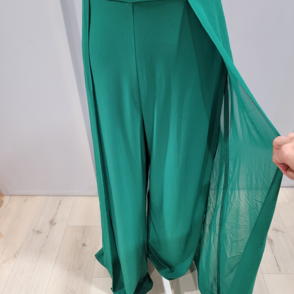 Joseph Ribkoff Signature Label Emerald Green Sleeveless Wide-Leg Jumpsuit - Picture 3 of 7
